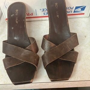 BCBGeneration Brown Mules with Criss-Cross Design. 9